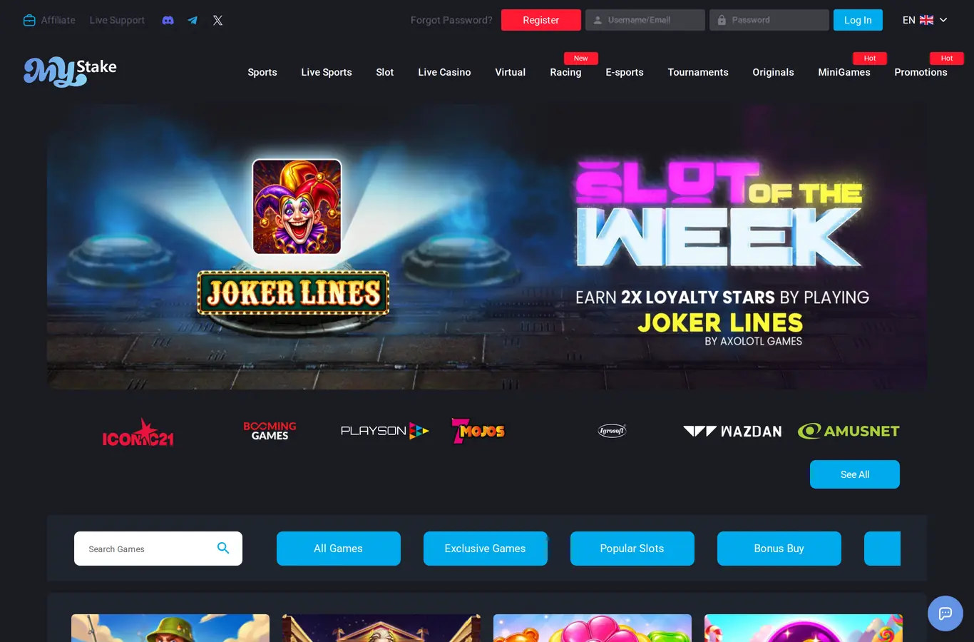 MyStake - Casino and sportsbook lobby